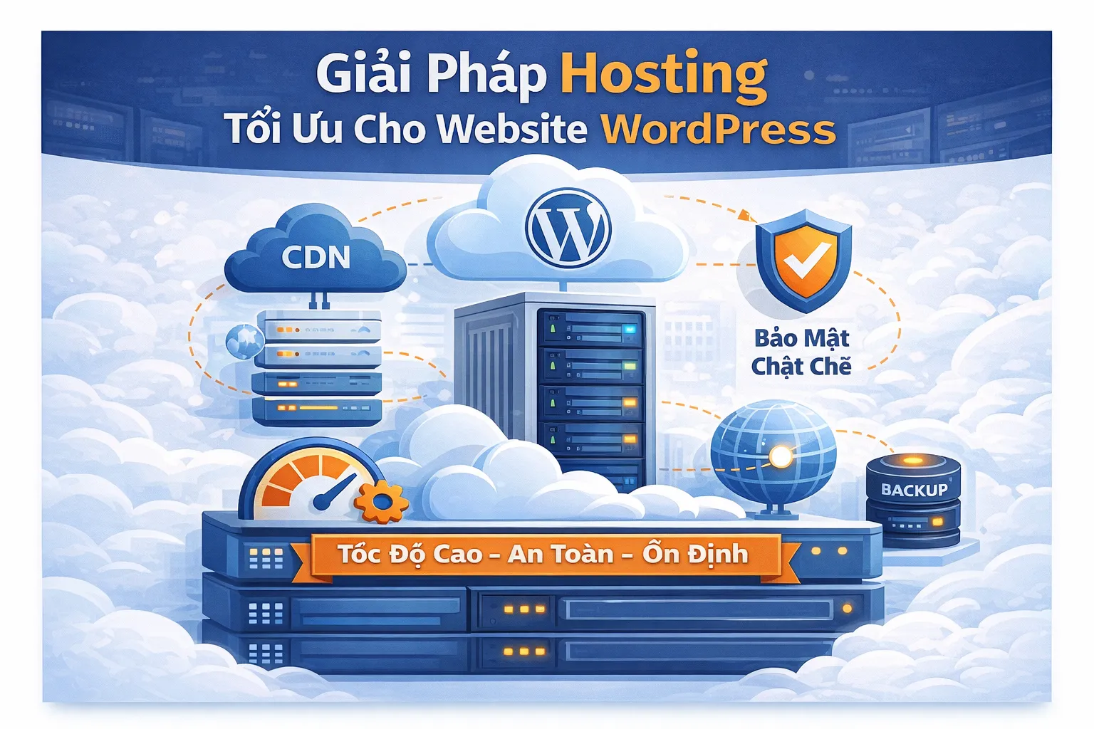 Mẫu minh hoạ gói hosting WordPress: cấu hình phù hợp, cache nhẹ, SSL và backup định kỳ cho shop nhỏ