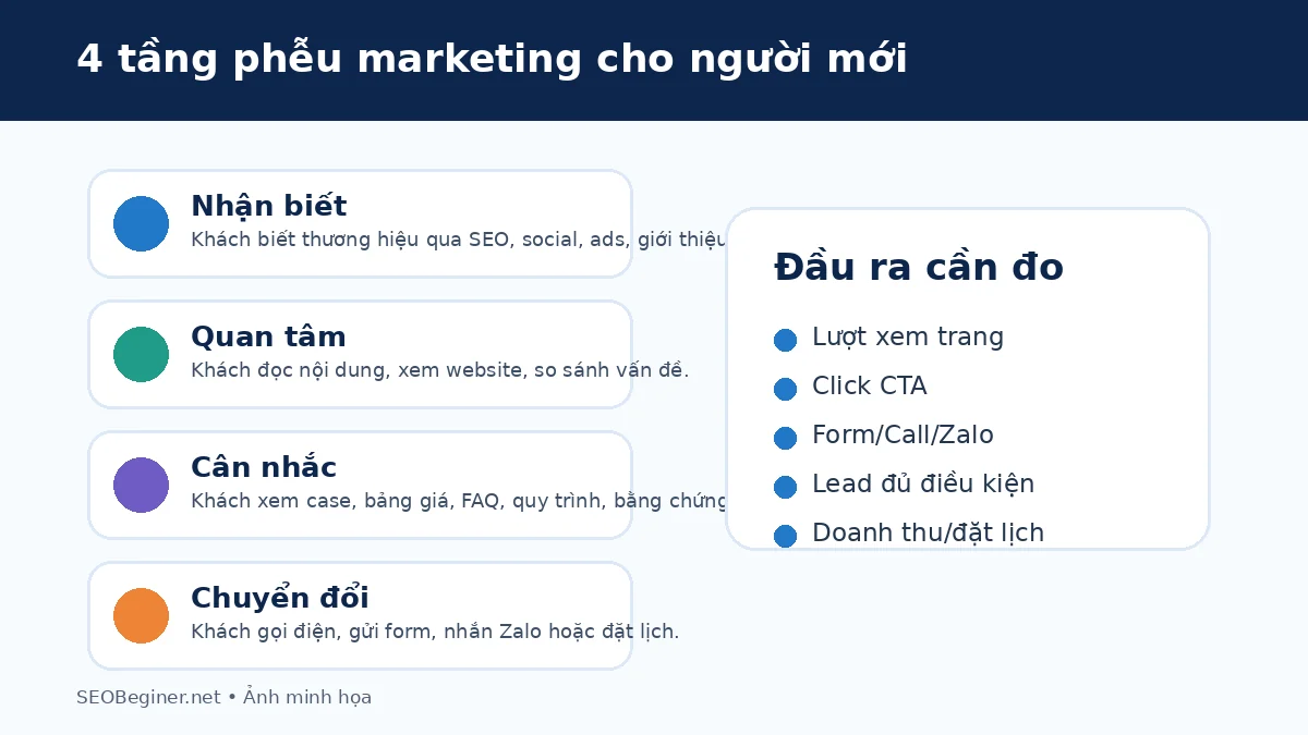 4 tầng phễu marketing cần biết Bốn tầng phễu marketing cơ bản