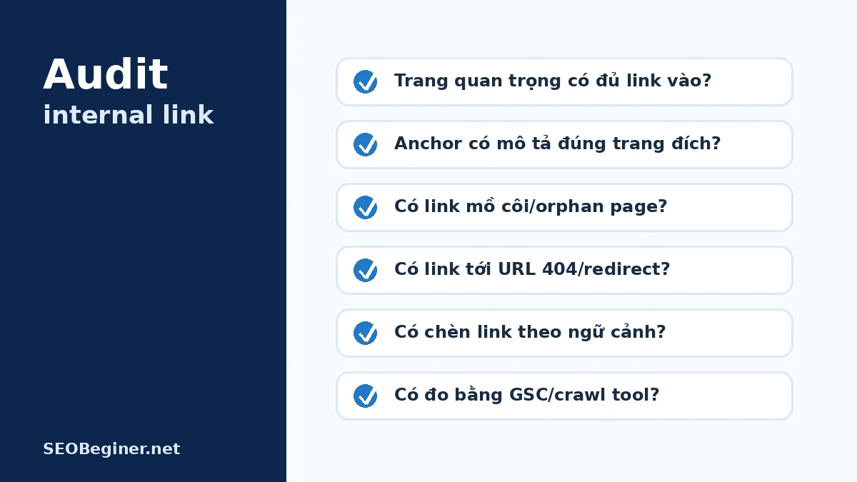 Quy trình audit Internal Link theo incoming outgoing và click path