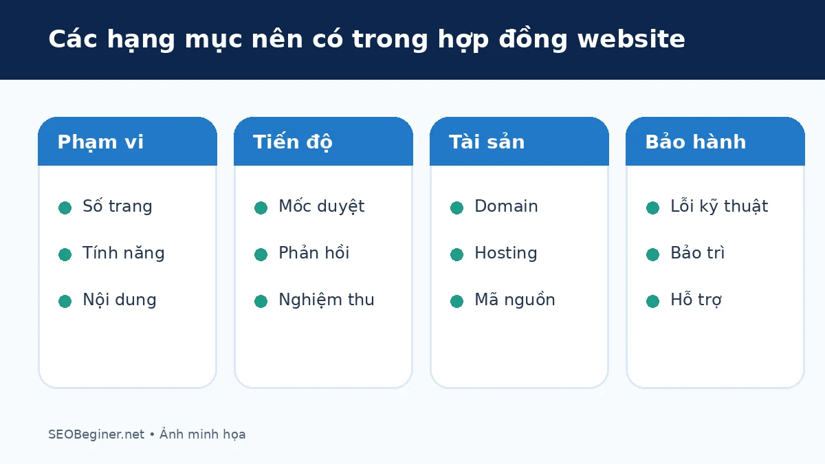 Các hạng mục cần có trong hợp đồng thiết kế website