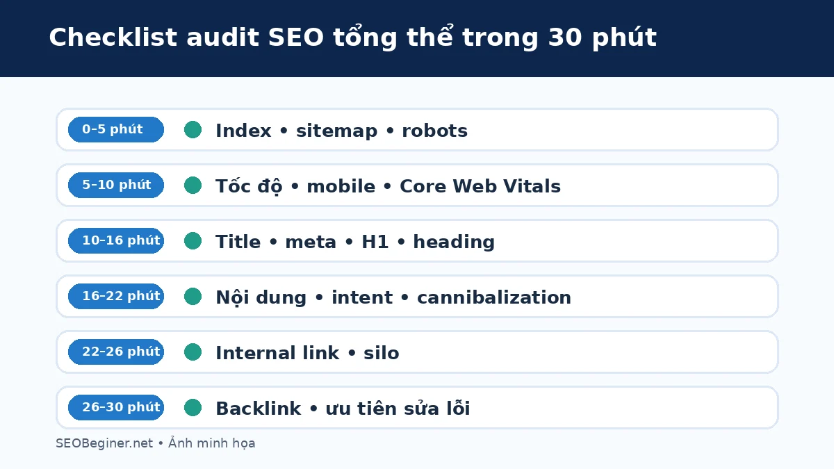 Checklist kiểm tra SEO nhanh trong 30 phút