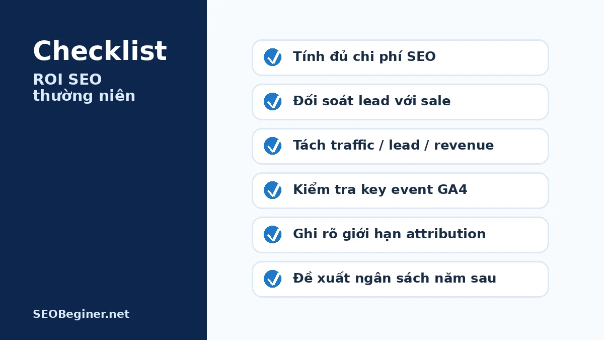 Checklist kiểm tra báo cáo ROI SEO