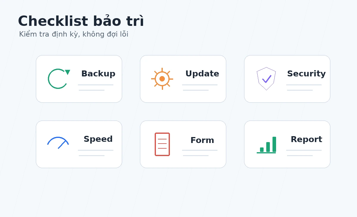 Checklist bảo trì website hằng tháng