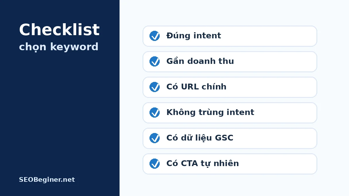 Checklist ưu tiên từ khóa SEO trước khi triển khai