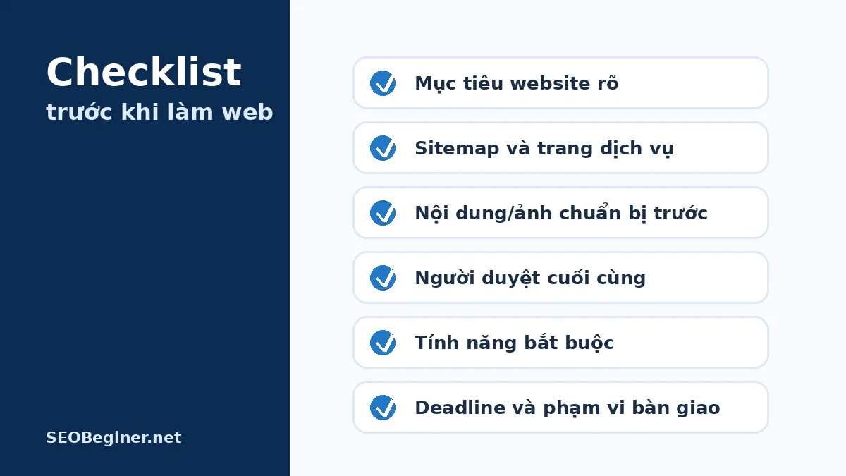 Checklist chuẩn bị trước khi làm website Checklist chuẩn bị trước khi thiết kế website