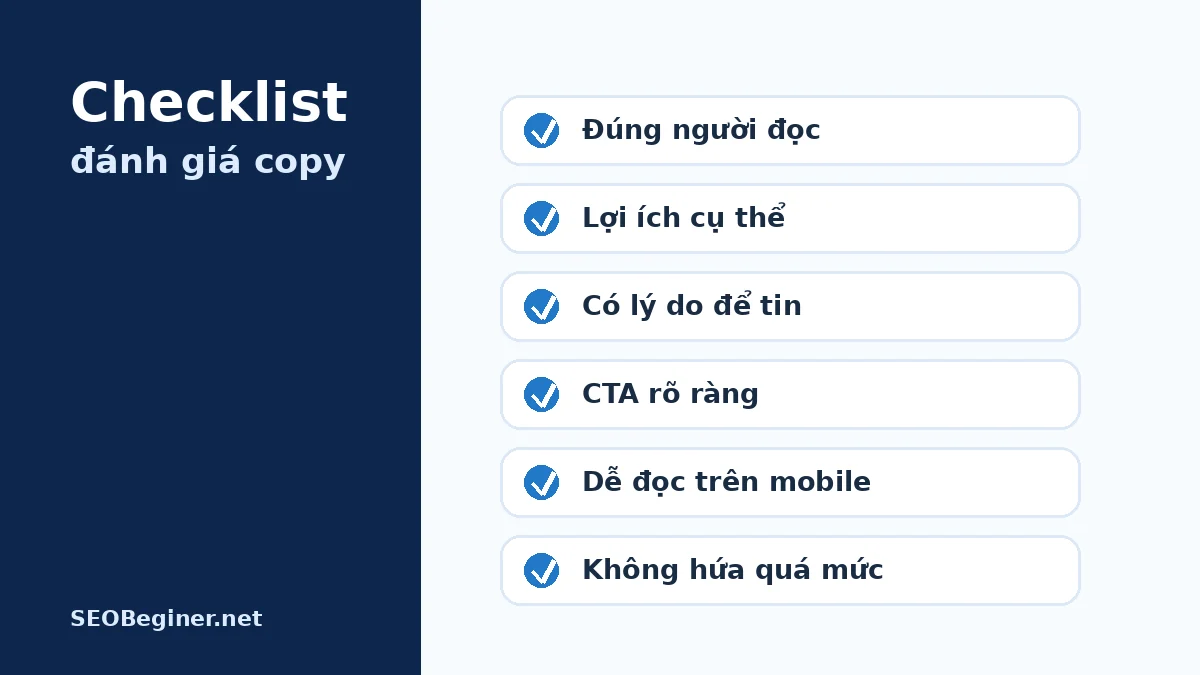 Checklist đánh giá một đoạn copywriting hiệu quả