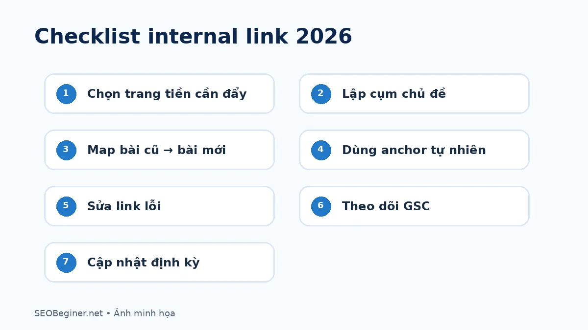 Checklist kiểm tra Internal Link trước khi cập nhật website
