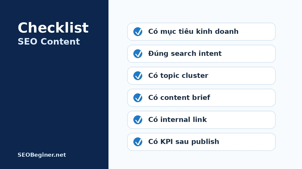 Checklist SEO Content trước khi publish