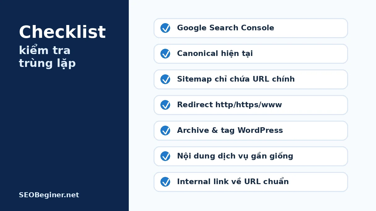 Checklist Duplicate Content WordPress Checklist kiểm tra Duplicate Content cho WordPress