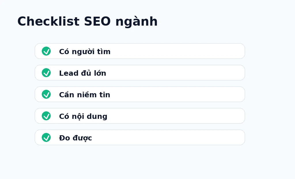 Checklist đánh giá ngành phù hợp SEO