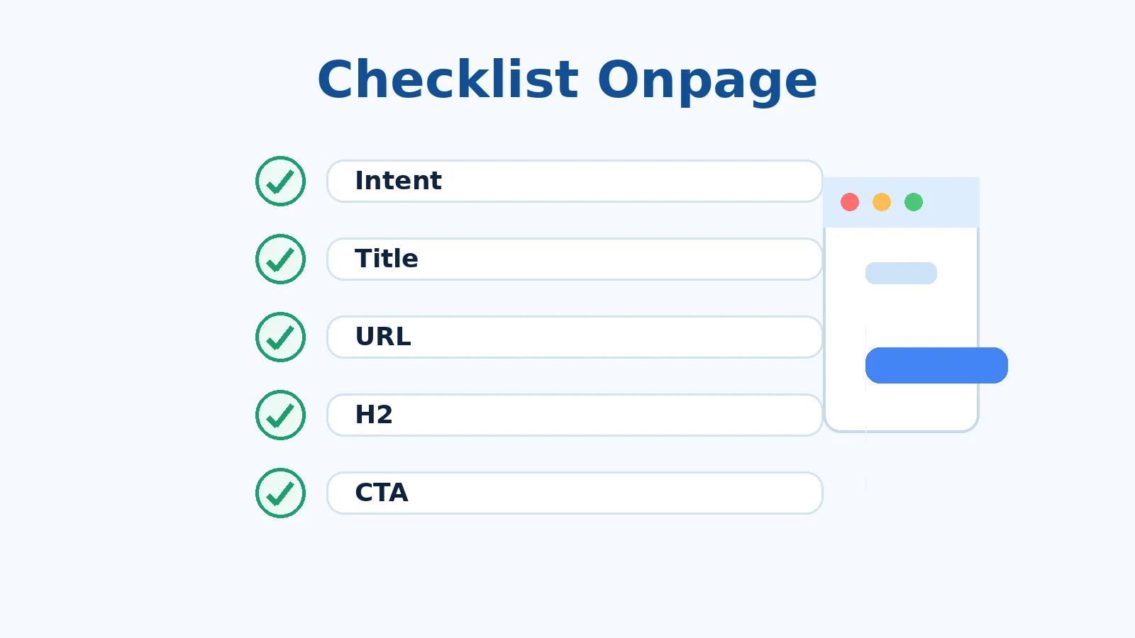 Checklist SEO Onpage theo intent evidence structure và conversion