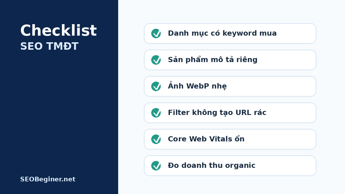 Checklist Ecommerce SEO cho category product filter và dữ liệu