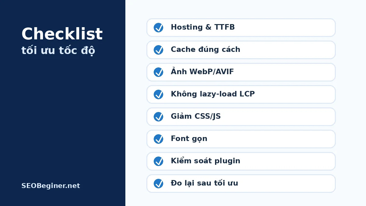 Checklist tối ưu tốc độ website WordPress Checklist tối ưu tốc độ website WordPress dưới 3 giây
