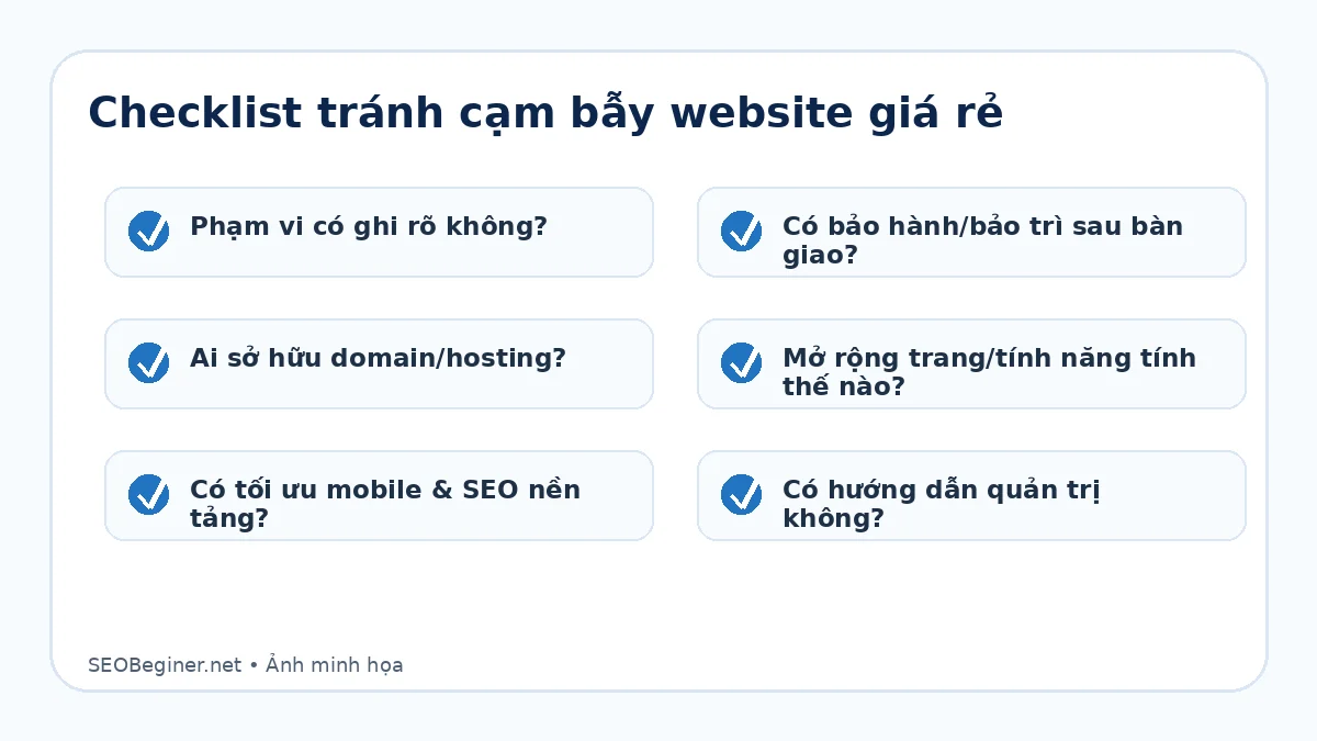 Checklist tránh cạm bẫy website giá rẻ Checklist tránh cạm bẫy thiết kế website giá rẻ