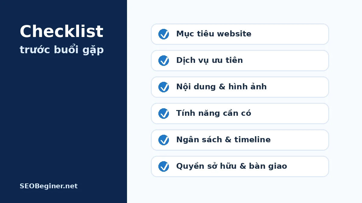 Checklist trước buổi gặp đơn vị thiết kế website