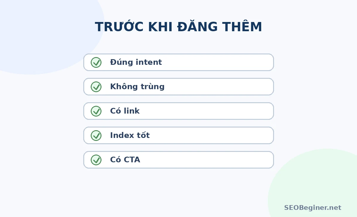 Checklist trước khi tiếp tục update nội dung website