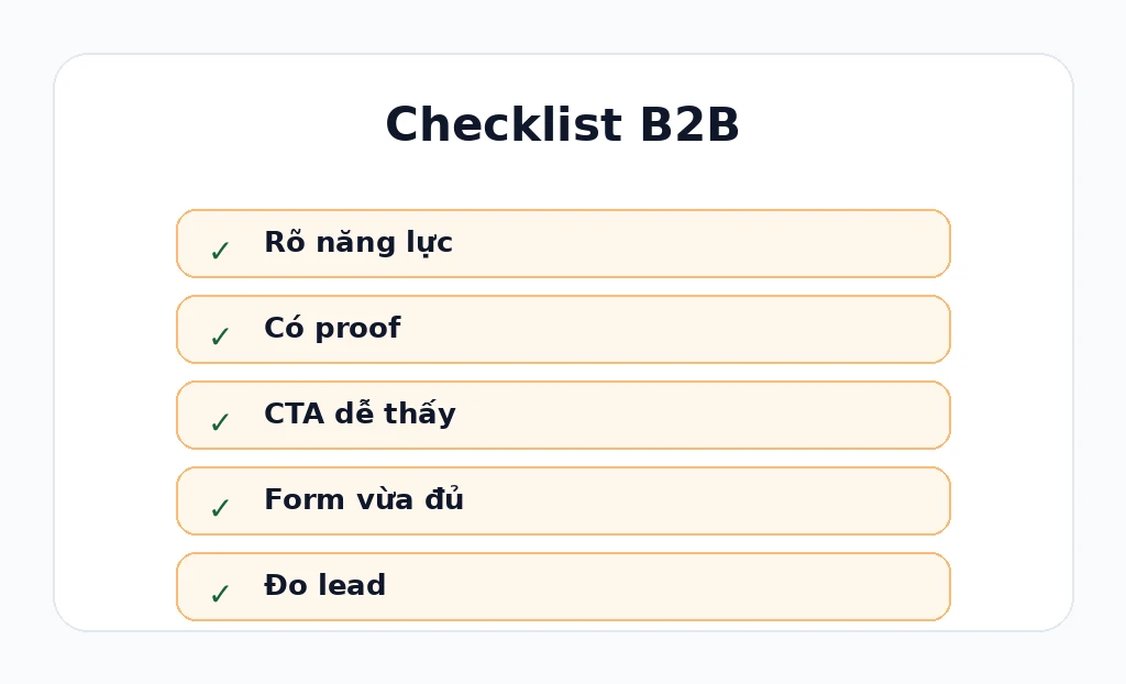 Checklist website B2B chuyển đổi cao