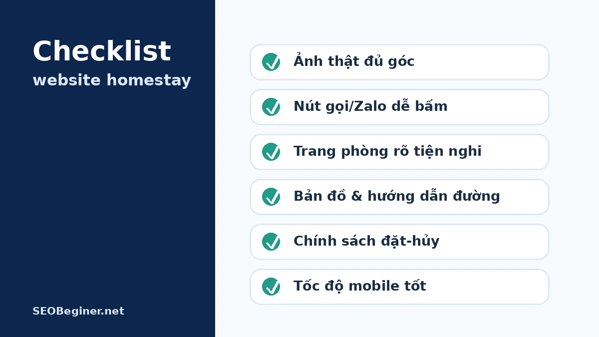 Checklist website homestay thu hút khách Checklist website homestay thu hút khách và dễ đặt phòng
