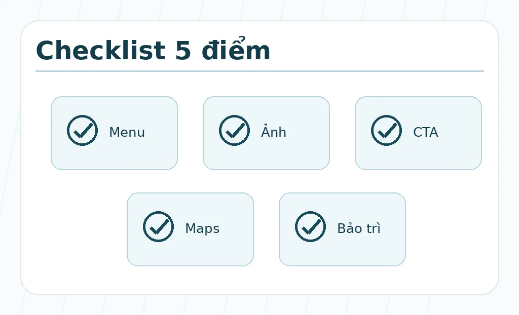 Checklist nghiệm thu website nhà hàng trước khi xuất bản