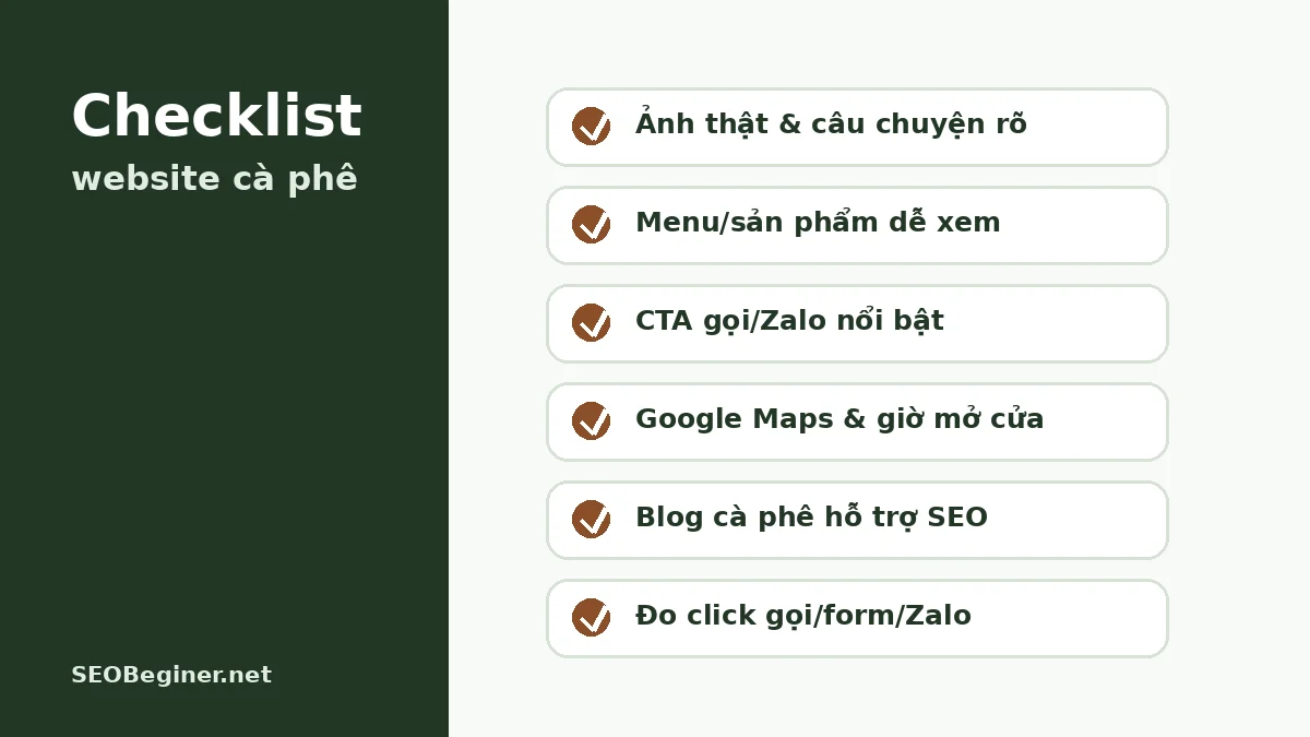 Checklist website quán cà phê Đắk Lắk Checklist website quán cà phê ở Đắk Lắk