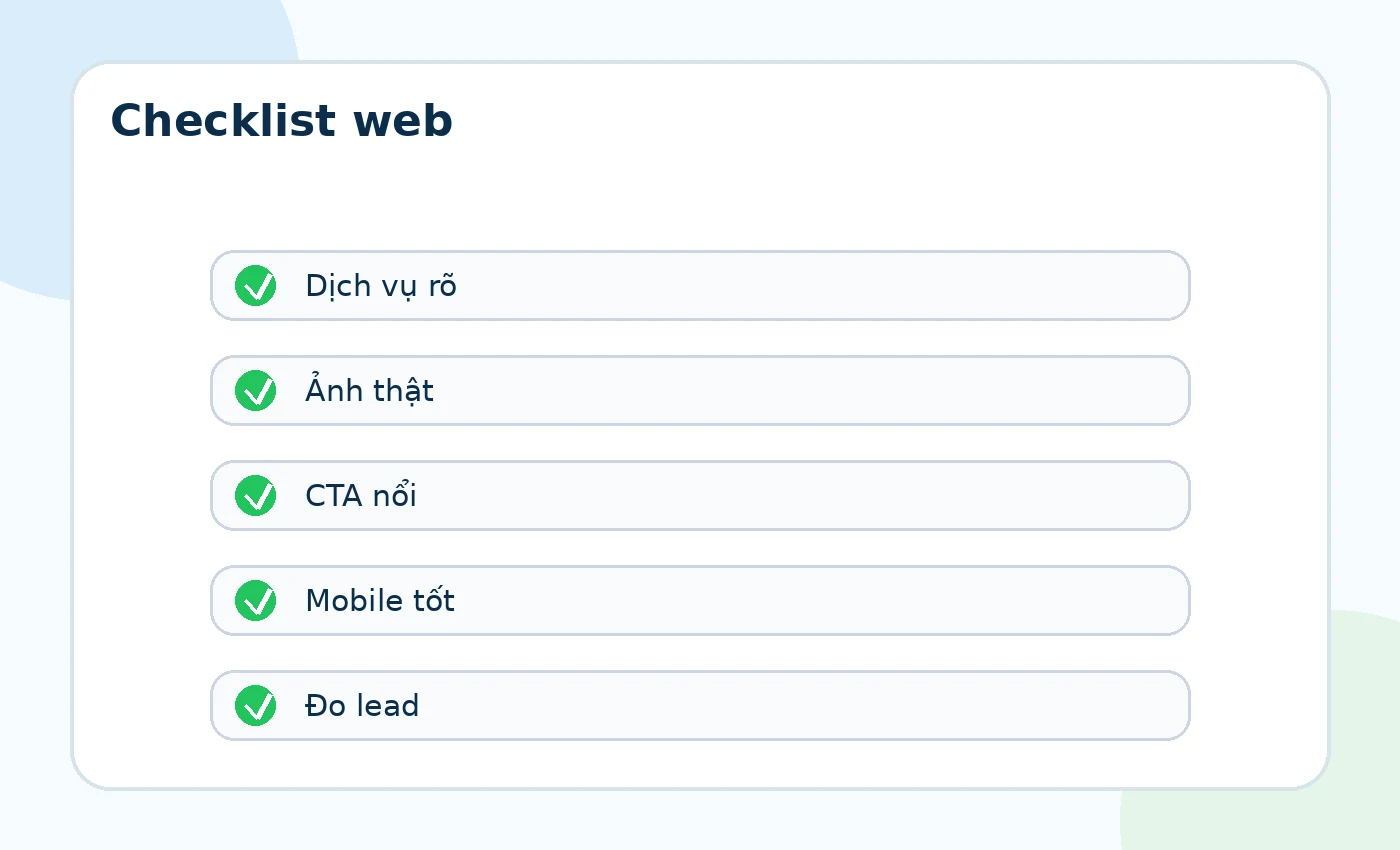 Checklist website tối thiểu kết nối Facebook và Zalo