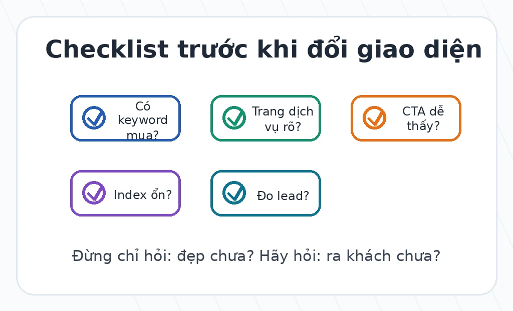 Checklist chẩn đoán website trước khi đổi giao diện