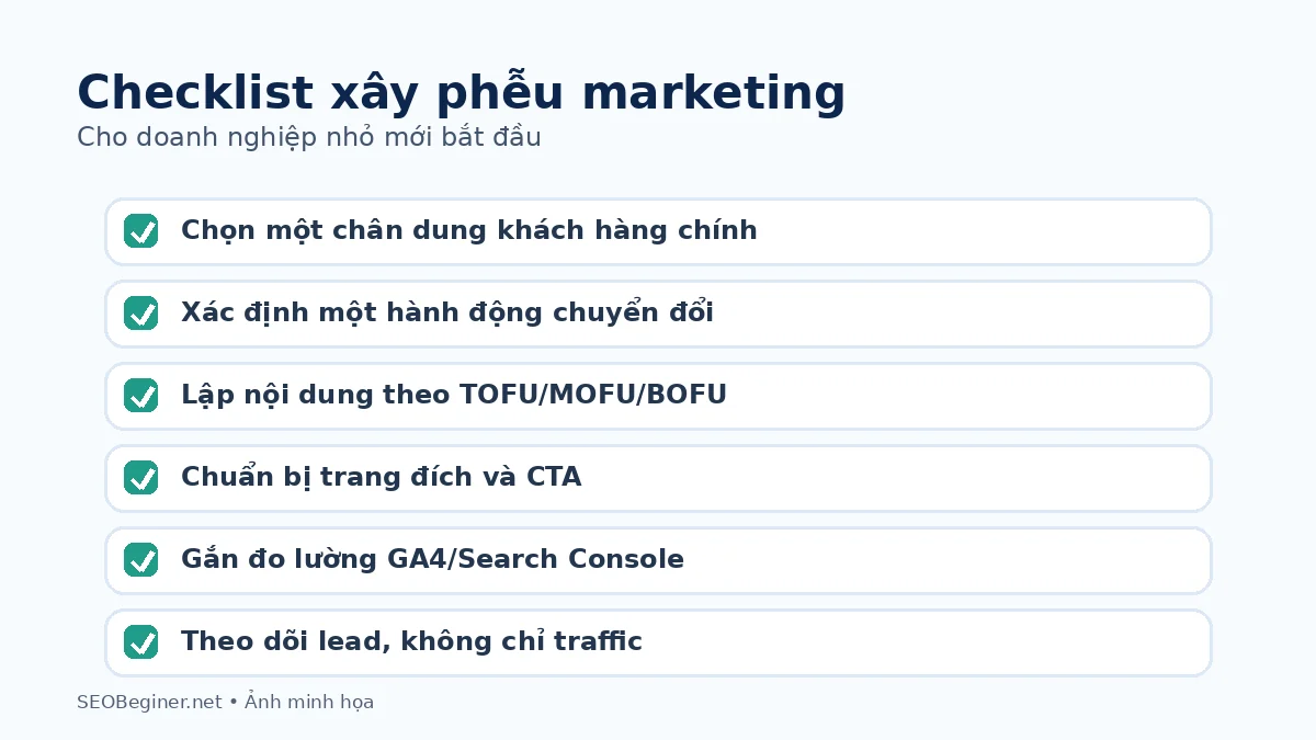 Checklist xây phễu marketing cho SME Checklist xây phễu marketing cho doanh nghiệp nhỏ