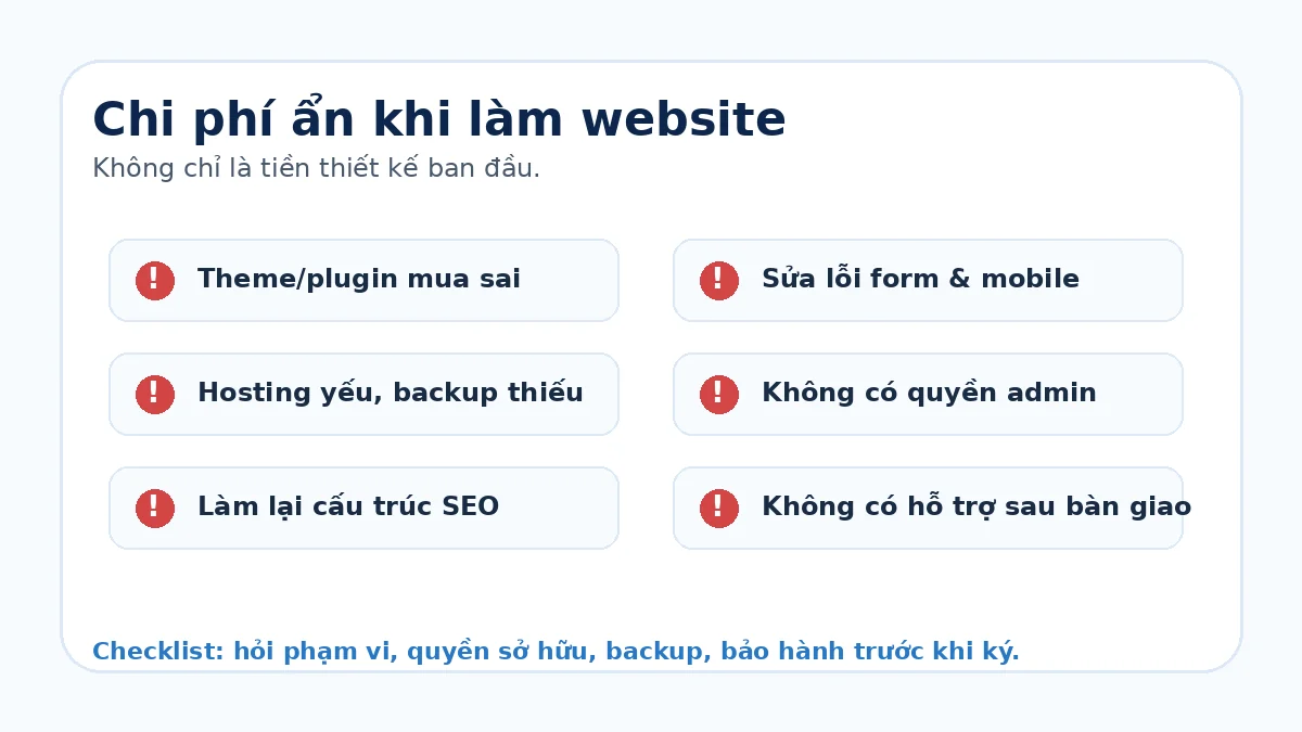 Chi phí ẩn khi tự làm website hoặc thuê thiết kế website