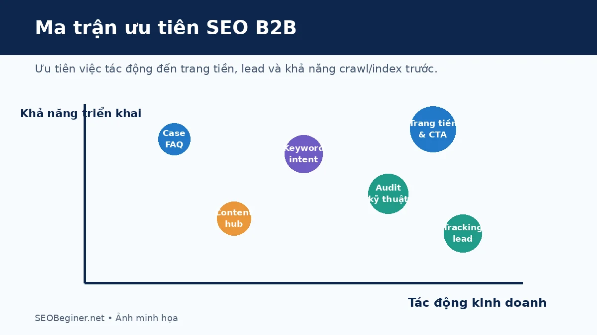 Ma trận ưu tiên SEO B2B theo value dependency effort và confidence