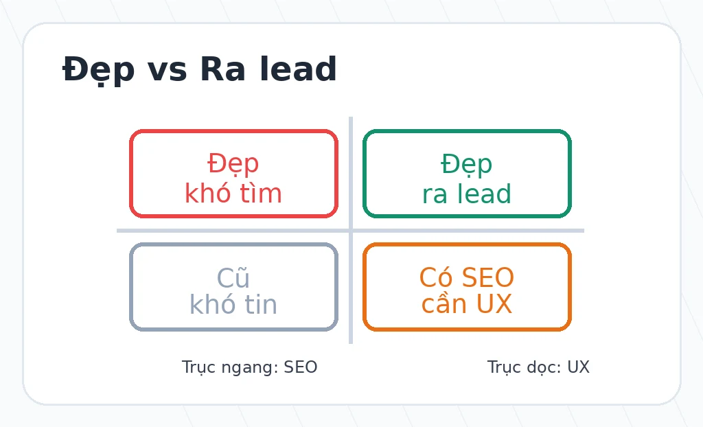 Ma trận website đẹp và website tạo lead