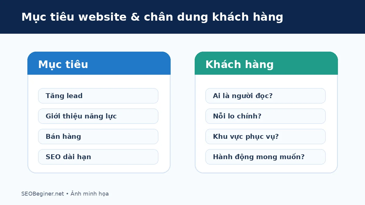 Mục tiêu website và chân dung khách hàng cần chuẩn bị trước khi làm web