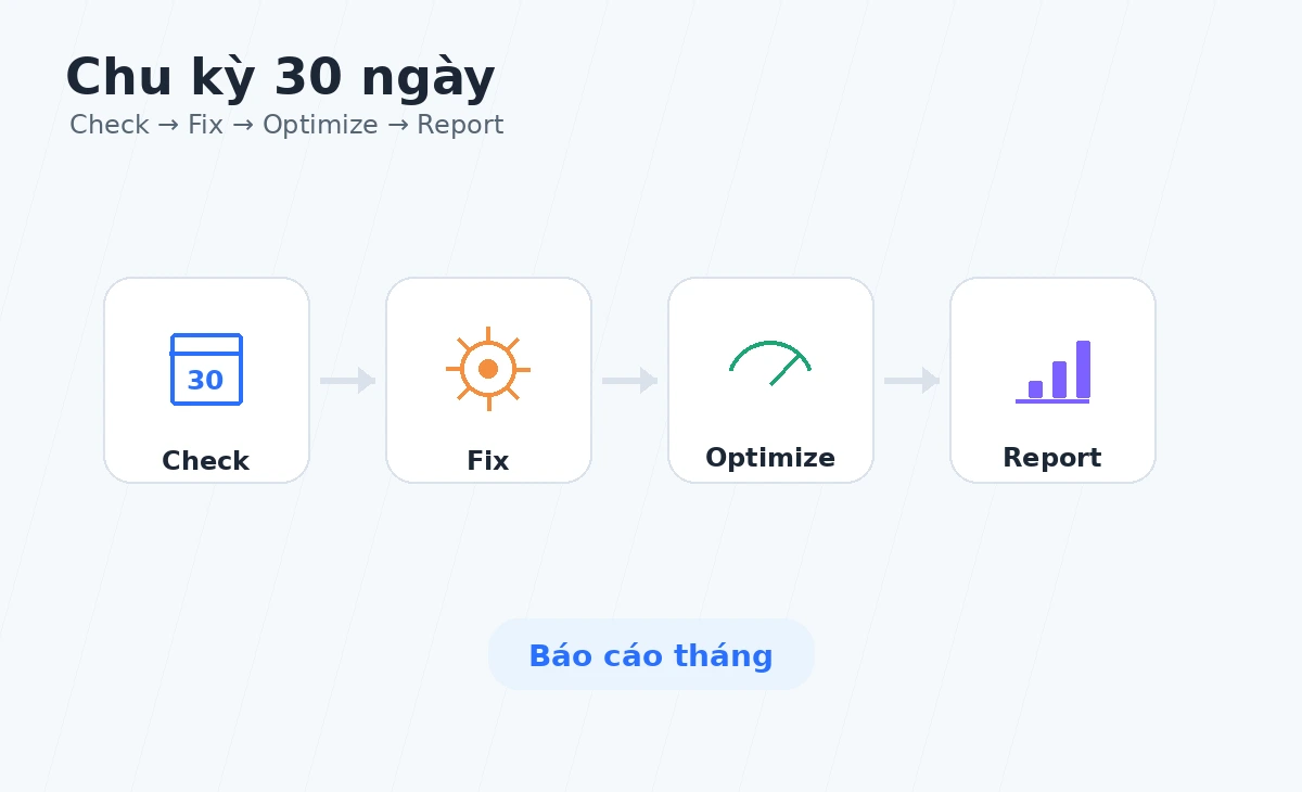Quy trình chăm sóc website 30 ngày