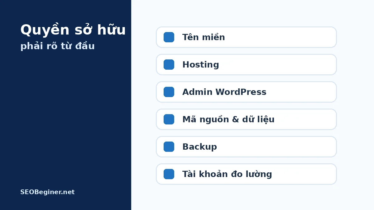 Quyền sở hữu website cần rõ từ đầu Quyền sở hữu tên miền hosting mã nguồn khi làm website