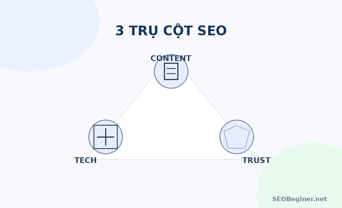 Tam giác Helpful Content Technical Trust trong SEO