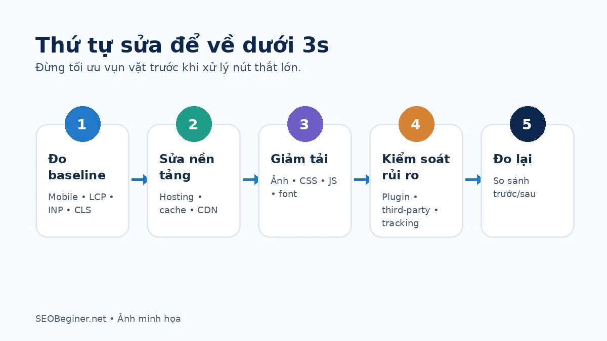 Thứ tự sửa lỗi tốc độ website Thứ tự sửa lỗi tốc độ website để về dưới 3 giây