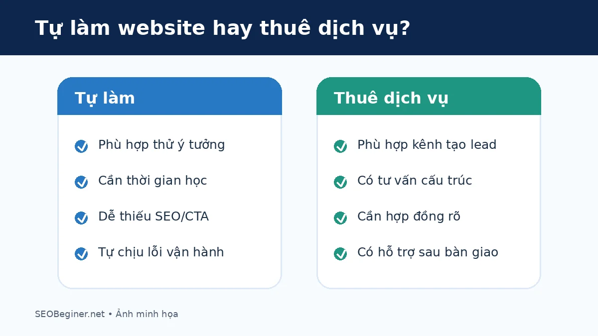 So sánh tự làm website và thuê dịch vụ thiết kế website