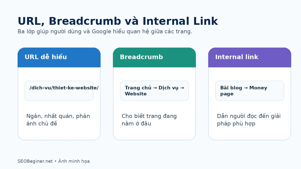 Vai trò của URL breadcrumb và internal link trong cấu trúc website