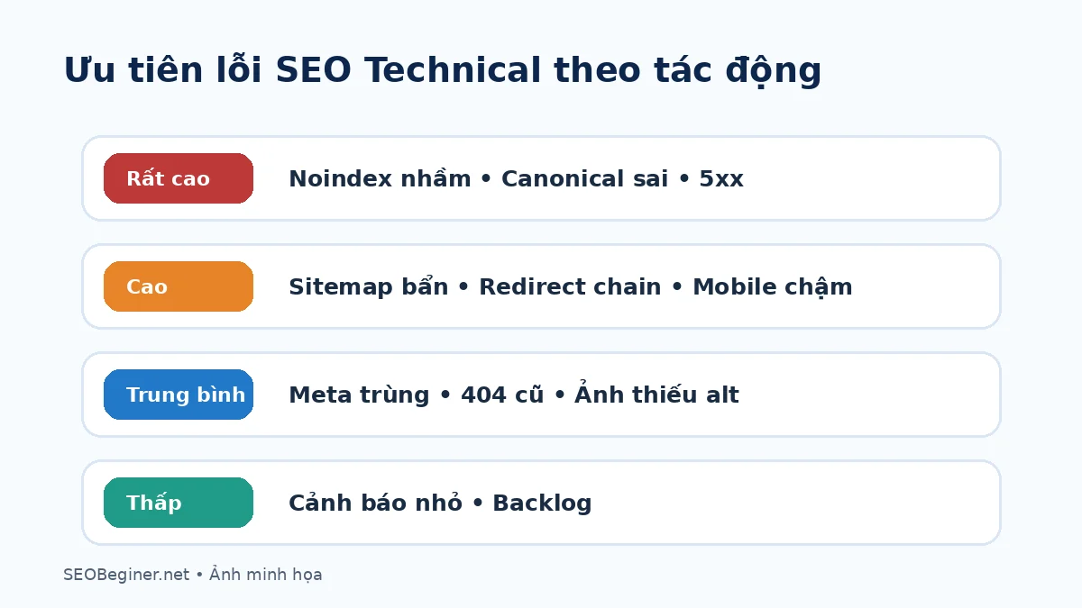 Ưu tiên lỗi Technical SEO theo security index conversion và phạm vi