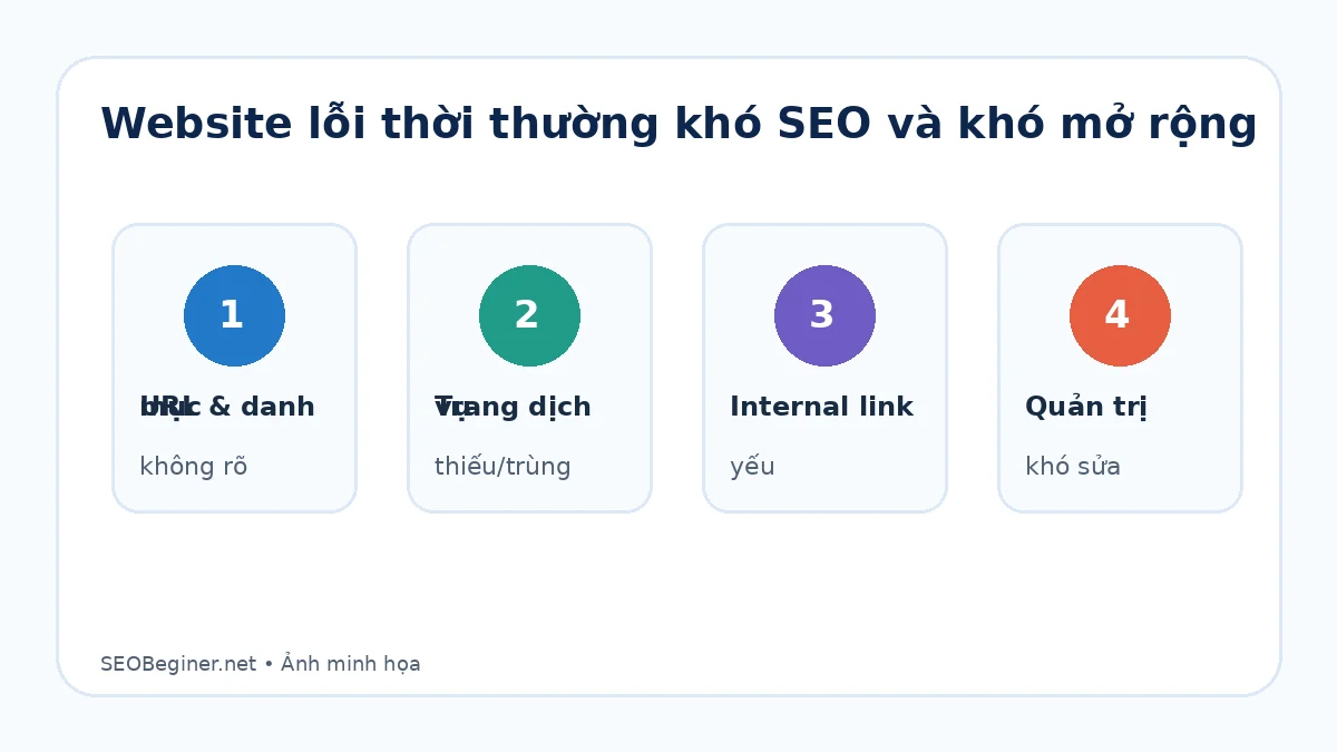 Website lỗi thời khó SEO và khó mở rộng Website lỗi thời khó SEO khó mở rộng cấu trúc và internal link
