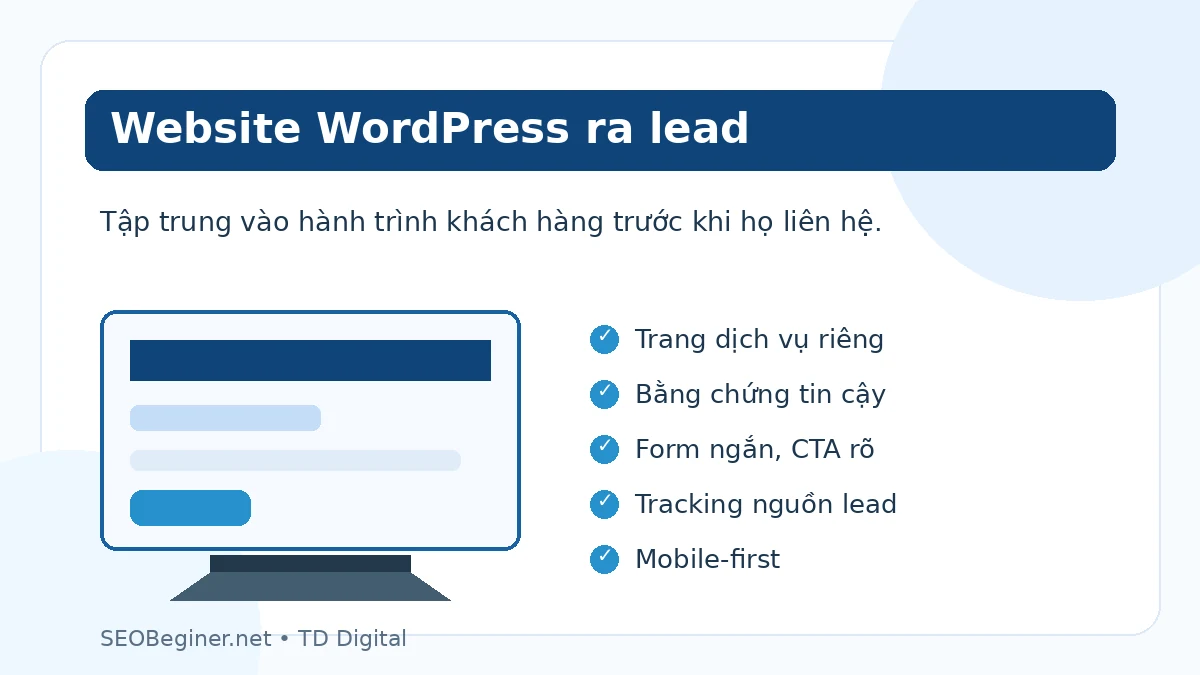 Website WordPress tại TPHCM với trang dịch vụ CTA và form tạo lead