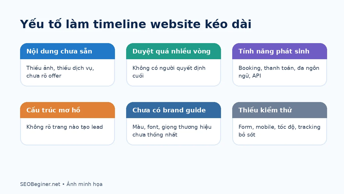 Yếu tố làm timeline website kéo dài Yếu tố làm thời gian thiết kế website kéo dài