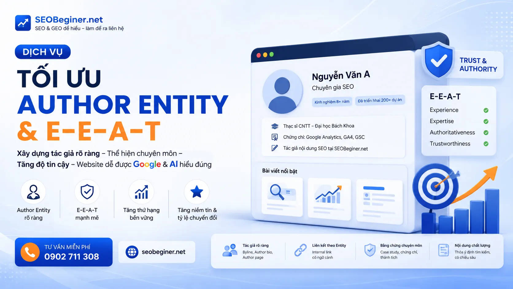 Dịch vụ tối ưu Author Entity và E-E-A-T cho website