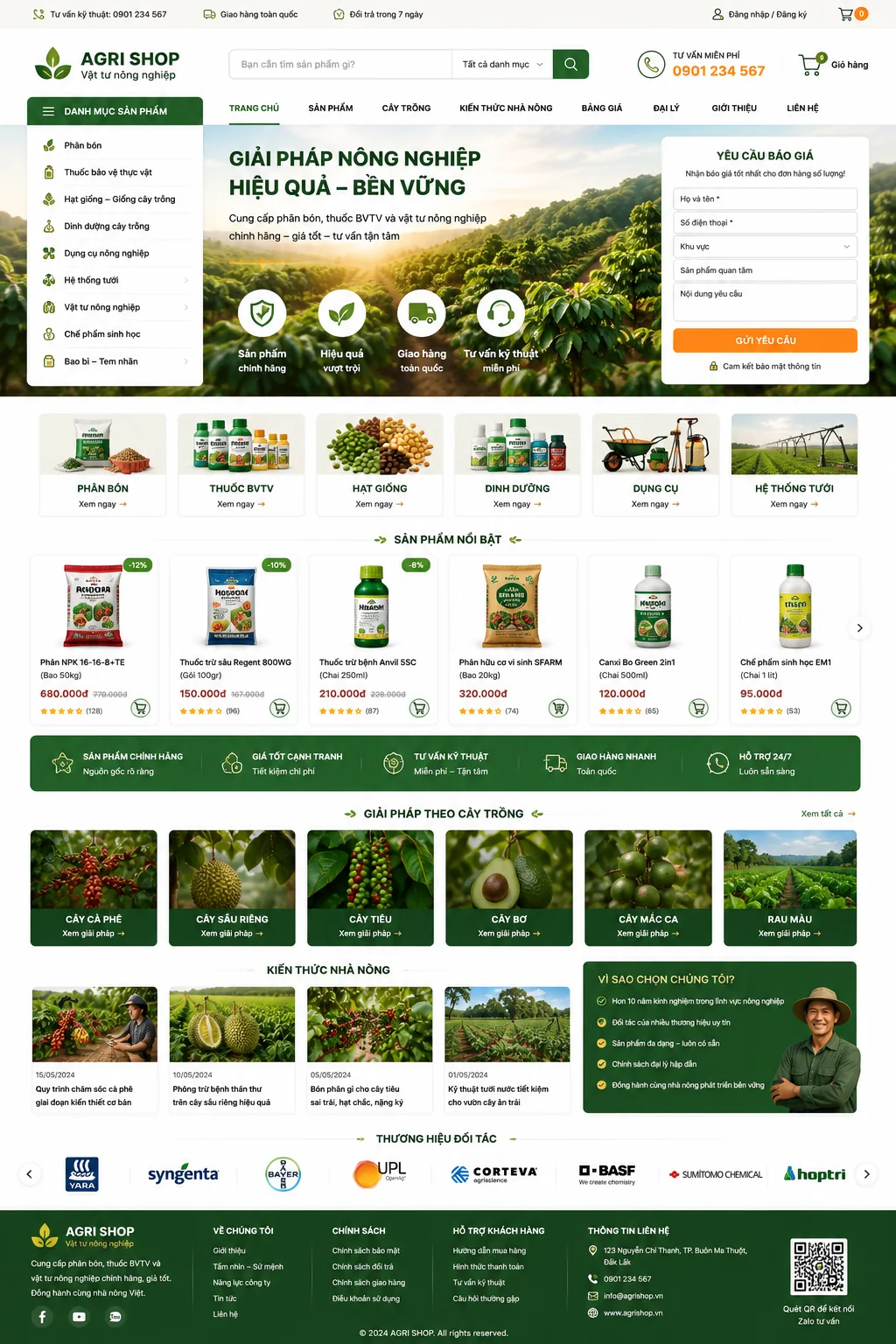 Mẫu Website Phân Bón – Thuốc BVTV – Vật Tư Nông Nghiệp – AGRI01
