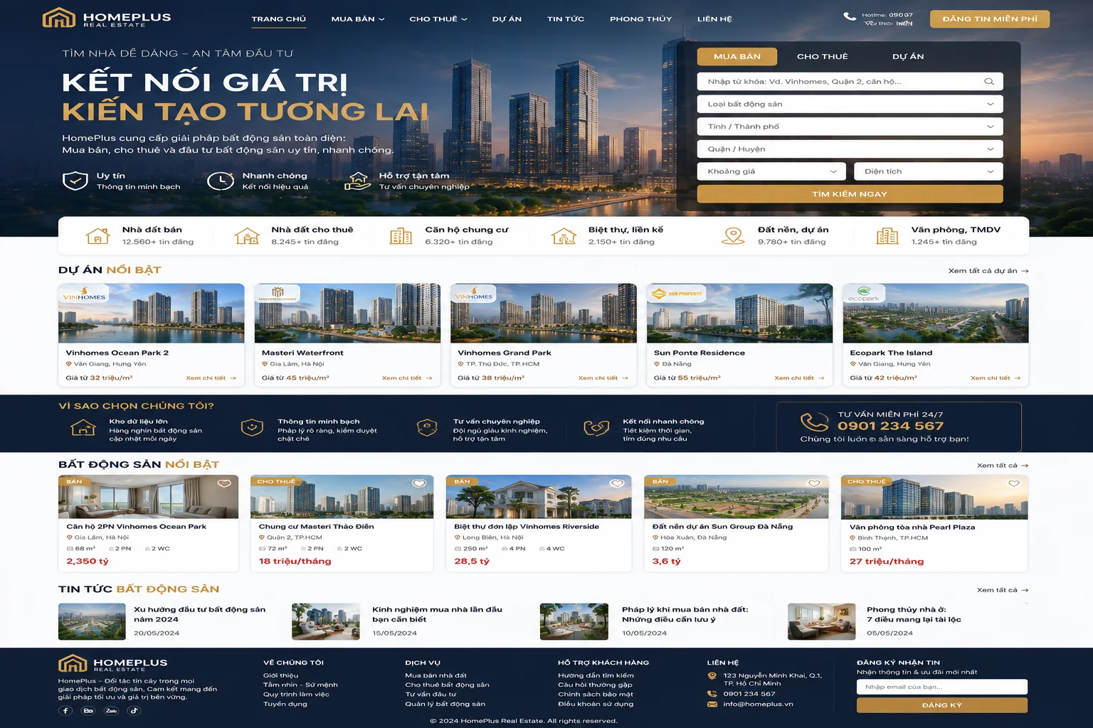 Mẫu Website Bất Động Sản Chuyên Nghiệp – BDS01