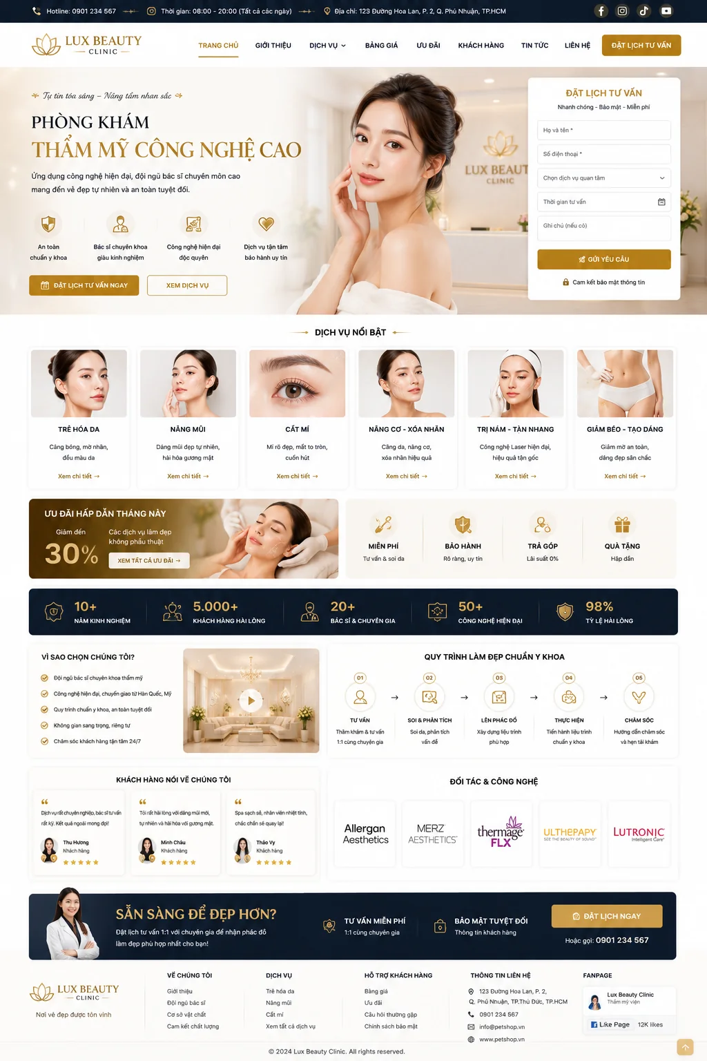 Mẫu Website Phòng Khám Thẩm Mỹ – BEAUTYCLINIC01