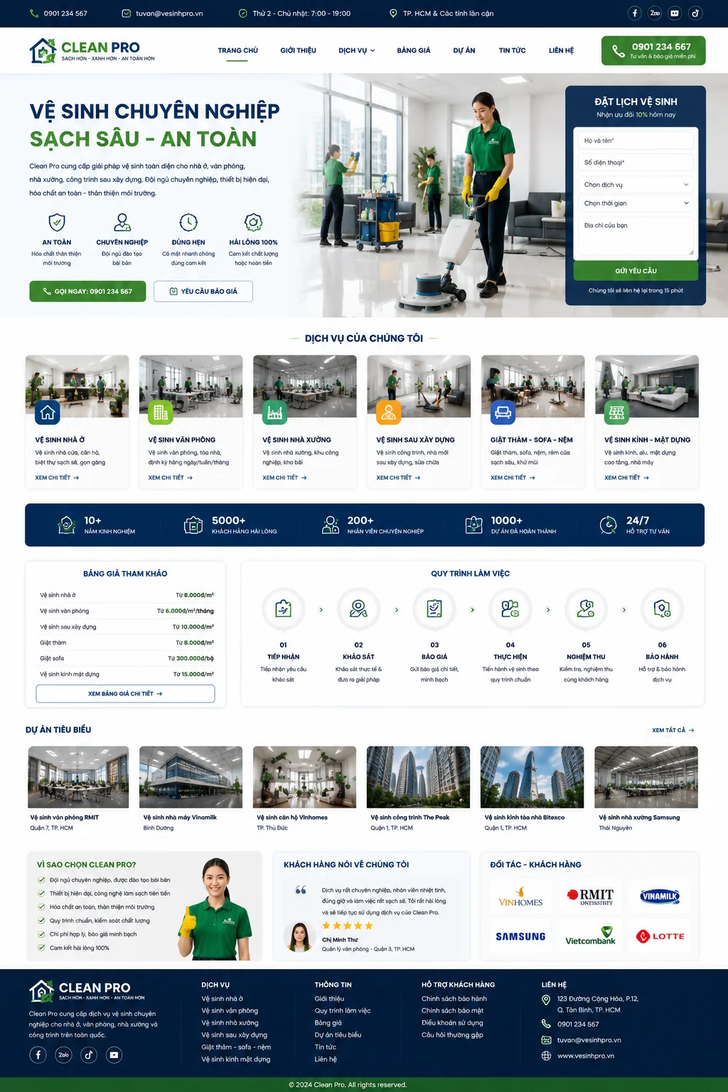 Mẫu Website Vệ Sinh Công Nghiệp & Nhà Ở – CLEAN01