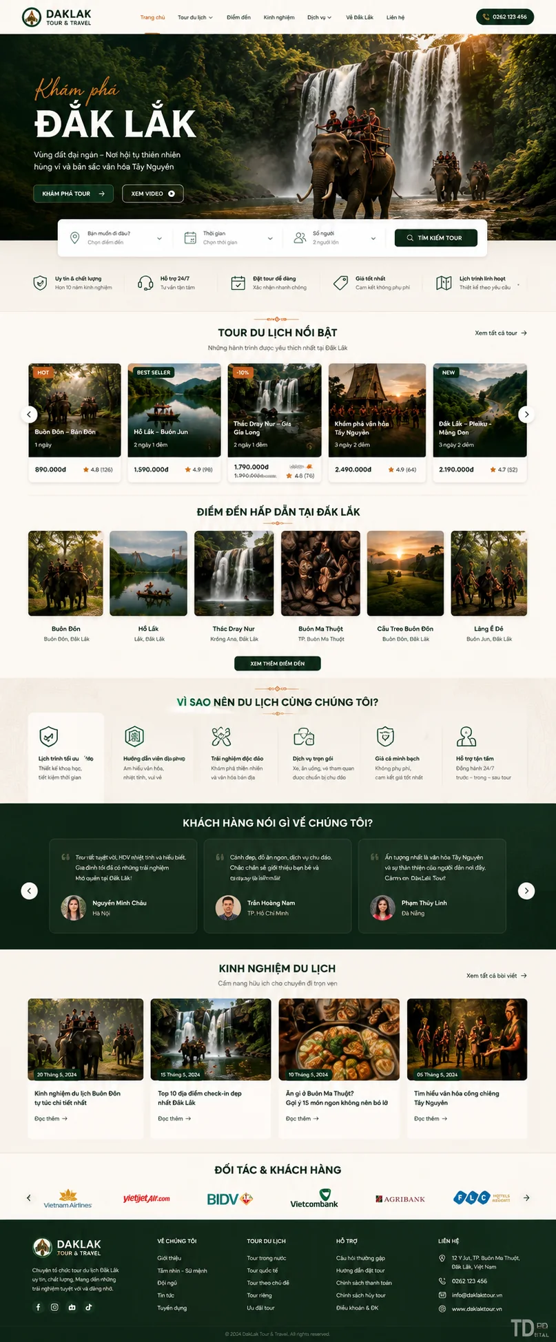 Mẫu Website Tour Du Lịch Đắk Lắk – DLK01