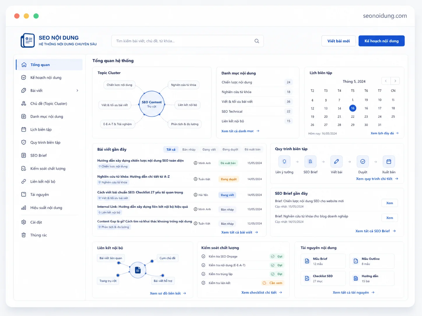 Giao diện dự án seonoidung.com