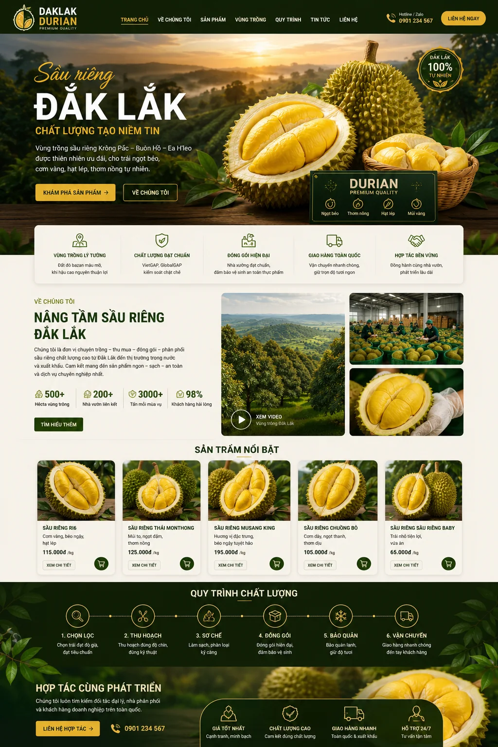 Mẫu Website Sầu Riêng Đắk Lắk – DURIAN01