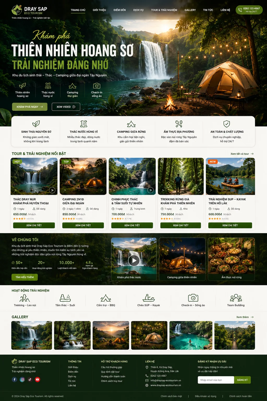 Mẫu Website Khu Du Lịch Sinh Thái – Thác – Camping – ECOTOUR01